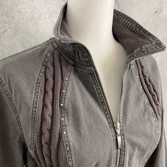 ACEZUNG Jean Jacket with Cable Knit Sweater Design - Picture 2 of 16